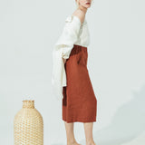 WELS midi linen wide leg pants