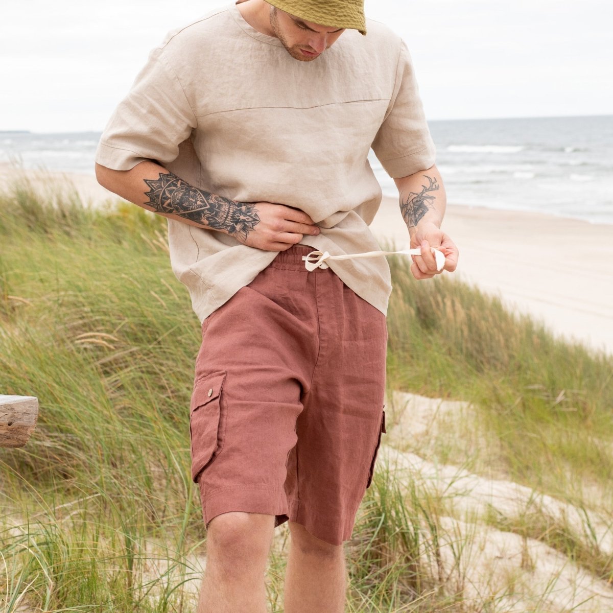 Men’s cargo linen shorts MACKAY - notPERFECTLINEN