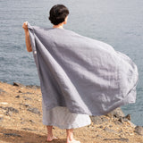 Large linen waffle bath towel in Dark-Grey-Graphite (READY TO SHIP)