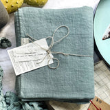 Linen Waffle Bath Towel Gift Sets in Aqua Green