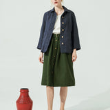 MARSEILLE linen front snap skirt (SS24)