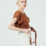 AUGUSTINE cropped linen wrap top (SS24)