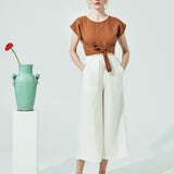 AUGUSTINE cropped linen wrap top (SS24)