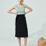 MARFA faux-wrap linen skirt