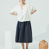 SION gathered linen skirt (SS24)