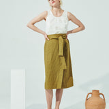 MARFA faux-wrap linen skirt