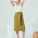 MARFA faux-wrap linen skirt