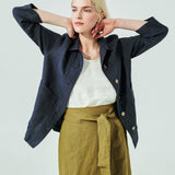 MARFA faux-wrap linen skirt