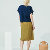 MARFA faux-wrap linen skirt