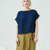 MARFA faux-wrap linen skirt