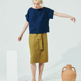 MARFA faux-wrap linen skirt