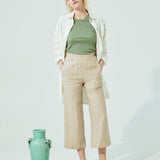 PUGLIA straight cut cropped linen pants (SS24)