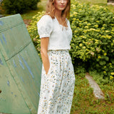 SION gathered linen skirt