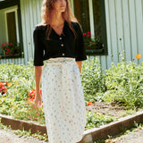 MARFA faux-wrap linen skirt