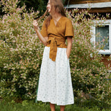 SION gathered linen skirt