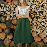 SION gathered linen skirt