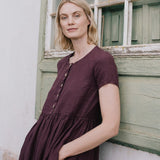 Maxi MAMA-2 short sleeve linen dress - notPERFECTLINEN