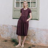 Maxi MAMA-2 short sleeve linen dress - notPERFECTLINEN