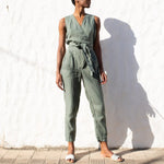 Sleeveless MARGARET wrap linen jumpsuit - notPERFECTLINEN