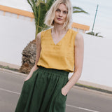 OIA gathered linen skirt