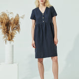 SYMI V-neck linen dress