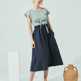 AUGUSTINE cropped linen wrap top