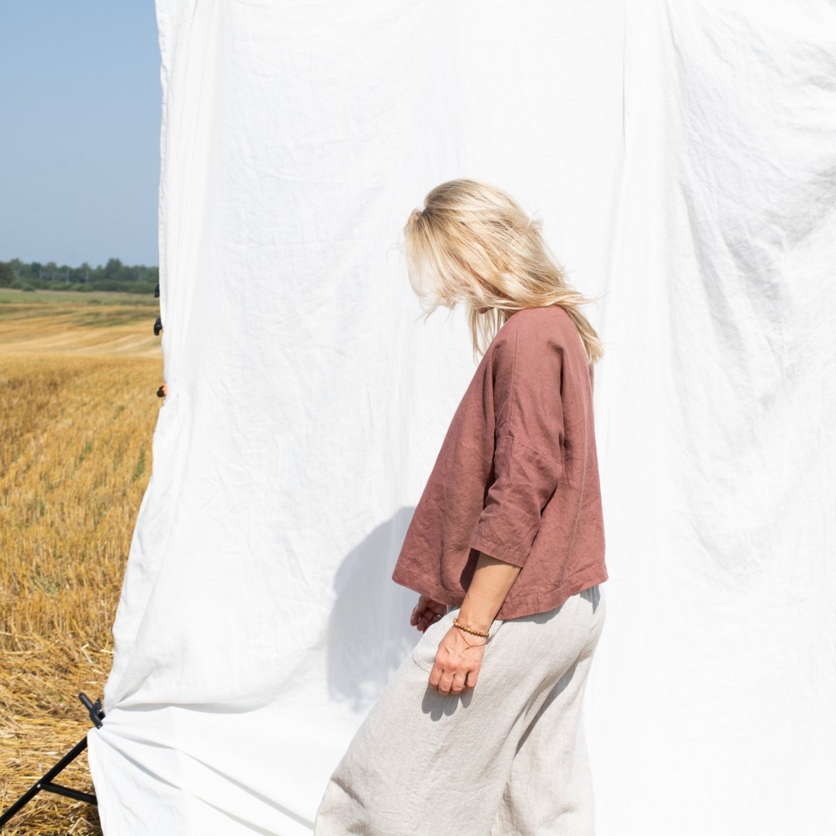 OLD LONDON V neck oversized linen top - notPERFECTLINEN