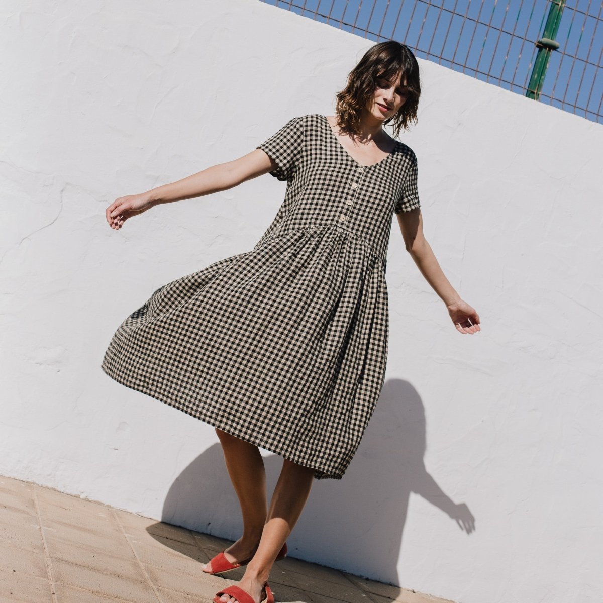 VOLUME-3 oversized linen dress with short sleeves - notPERFECTLINEN