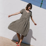 VOLUME-3 oversized linen dress with short sleeves - notPERFECTLINEN