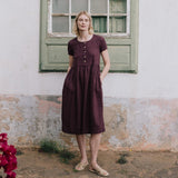 Maxi MAMA-2 short sleeve linen dress - notPERFECTLINEN