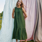 PATNA drop ruffle linen dress