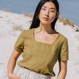 SOOKE trapeze neckline linen top