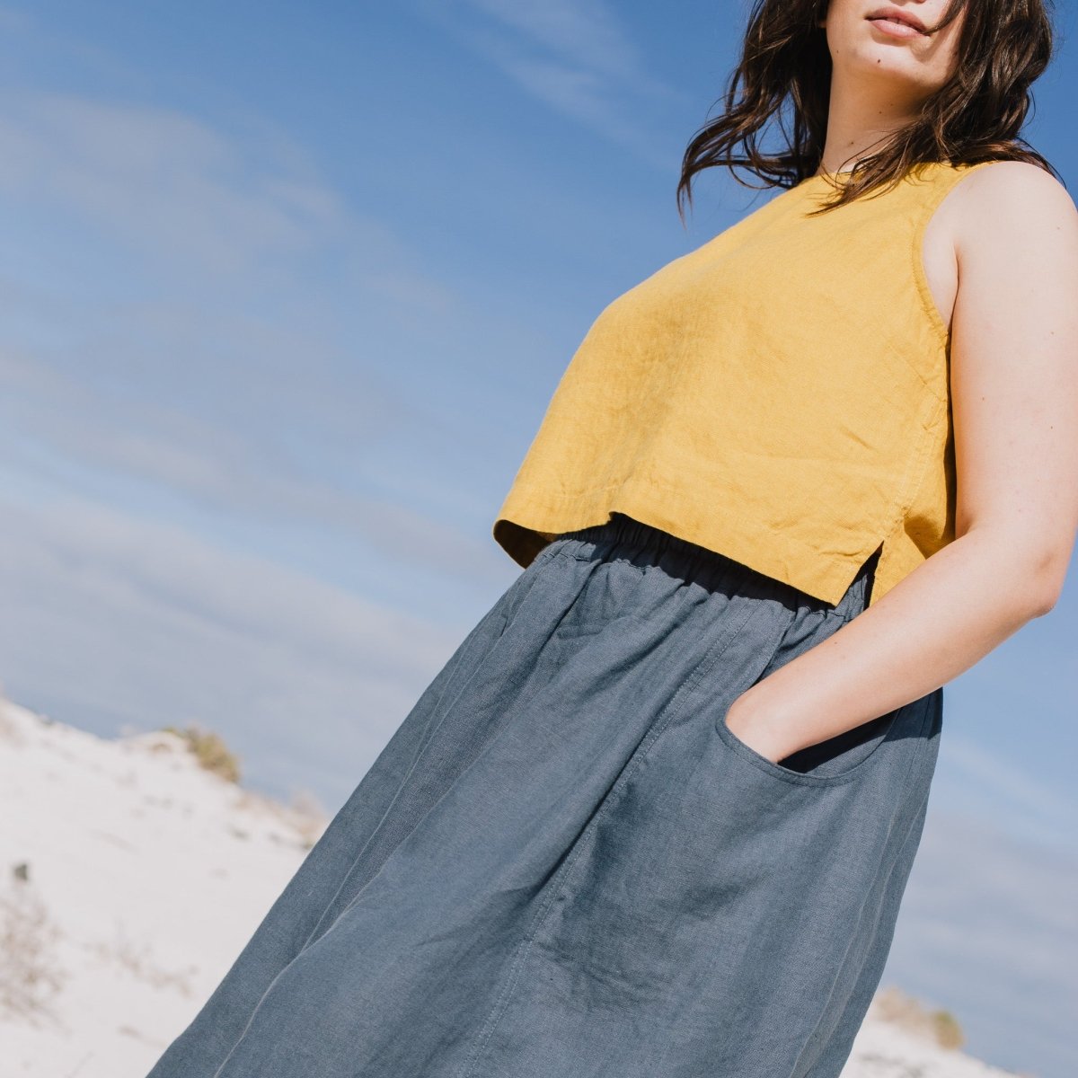 BAY cropped linen top - notPERFECTLINEN