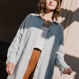 LIVORNO-2 oversized linen collar shirt