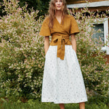 SION gathered linen skirt