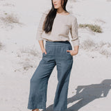 PUGLIA straight cut cropped linen pants