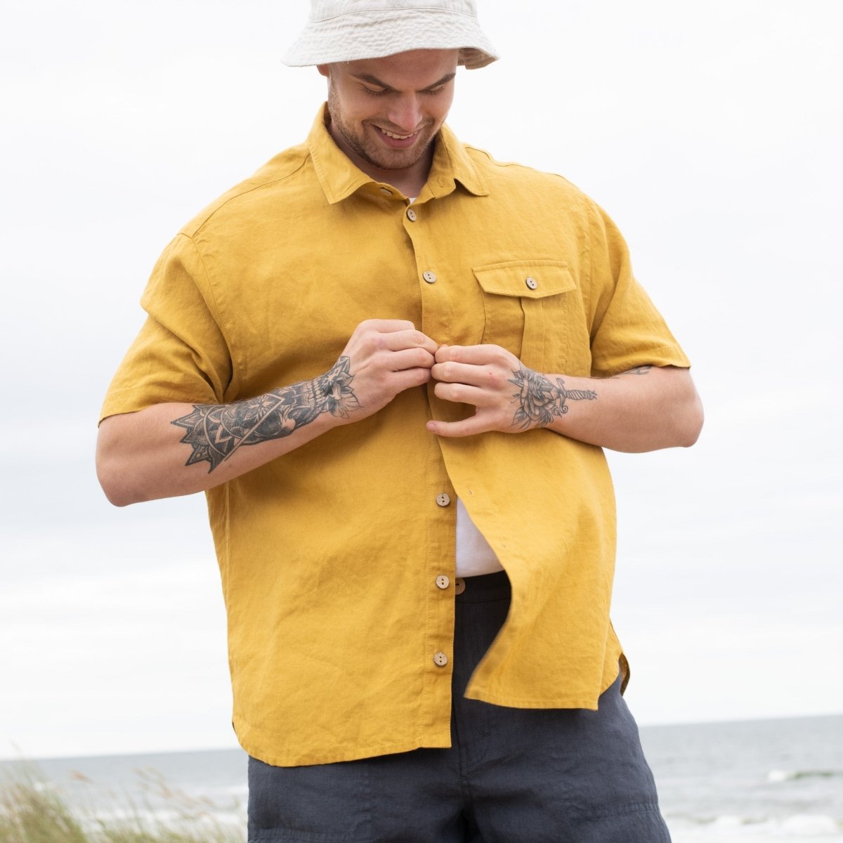 Men’s short sleeve linen shirt QUEBEC - notPERFECTLINEN