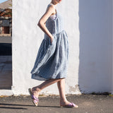 VOLUME light weight blue gingham linen dress - notPERFECTLINEN