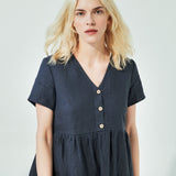 SYMI V-neck linen dress