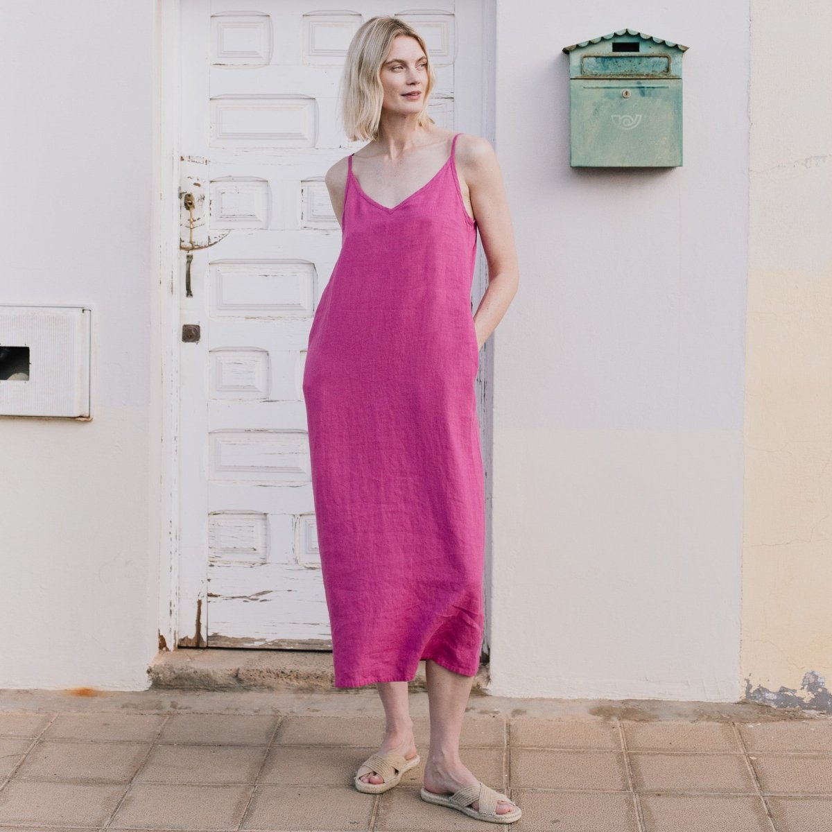 LANGLEY-2 maxi slip linen dress - notPERFECTLINEN