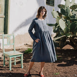 Long sleeve Maxi MAMA linen dress - notPERFECTLINEN