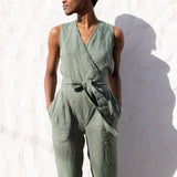 Sleeveless MARGARET wrap linen jumpsuit - notPERFECTLINEN