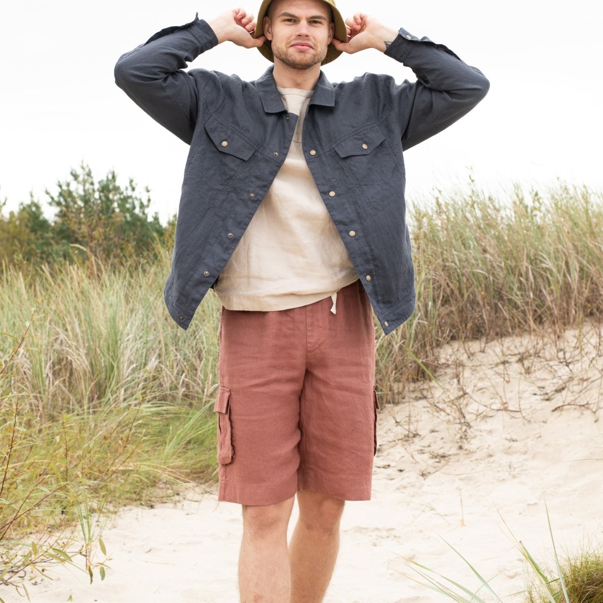 Men’s cargo linen shorts MACKAY - notPERFECTLINEN