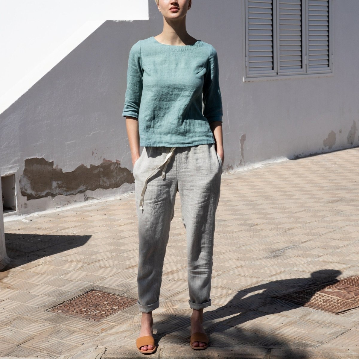 ATHENS drawstring linen pants - notPERFECTLINEN