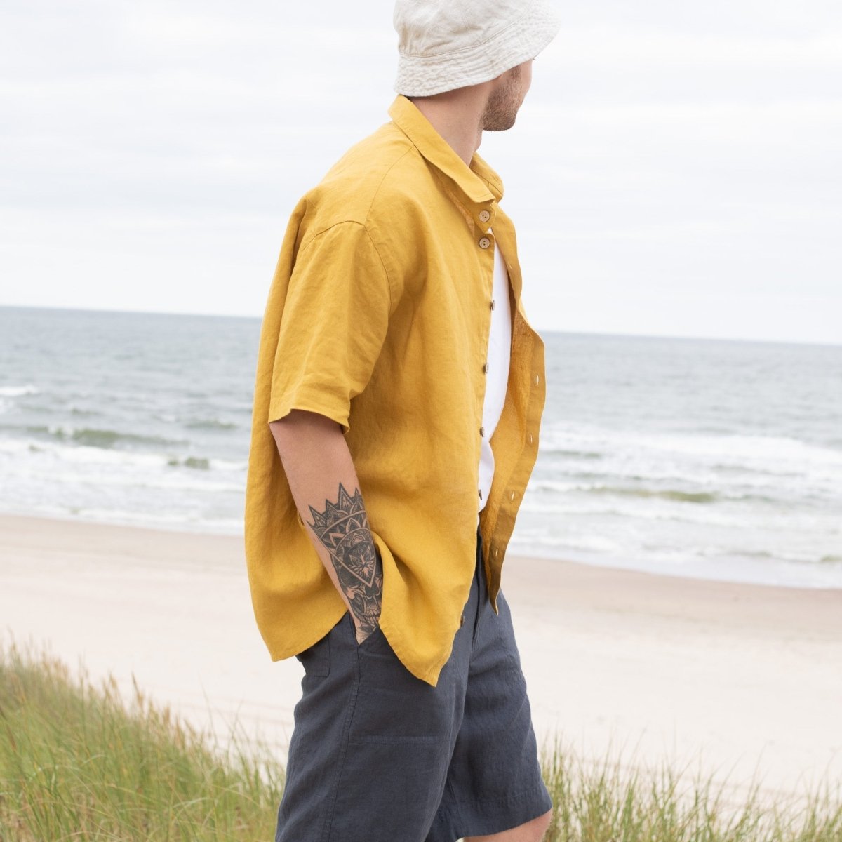 Men’s short sleeve linen shirt QUEBEC - notPERFECTLINEN