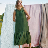 PATNA drop ruffle linen dress