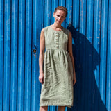 R: Sleeveless maxi MAMA linen dress (Size: L; Color: Beige)