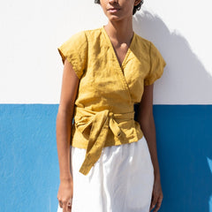 MADRID cropped linen wrap top - notPERFECTLINEN