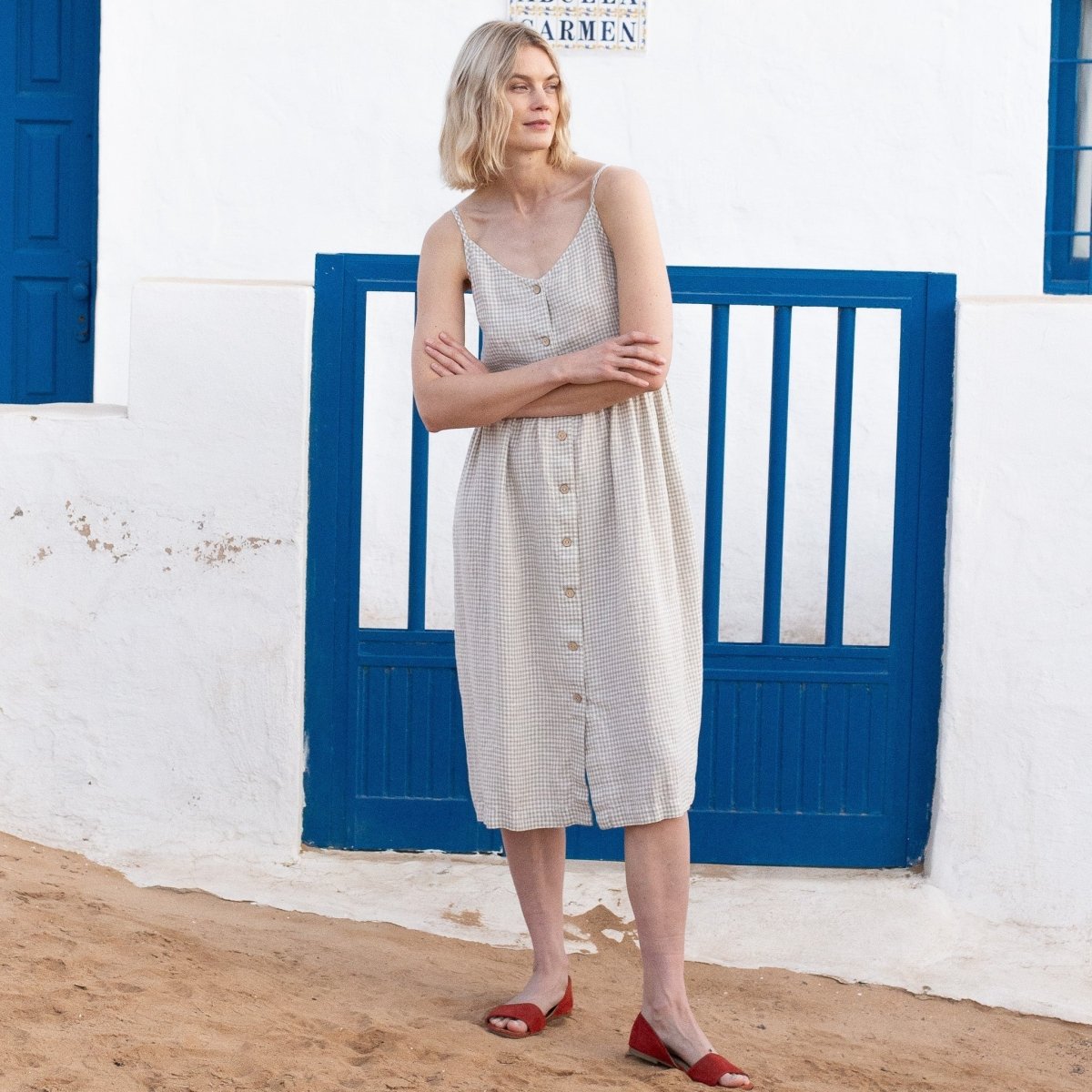 SARAH button down slip linen dress - notPERFECTLINEN