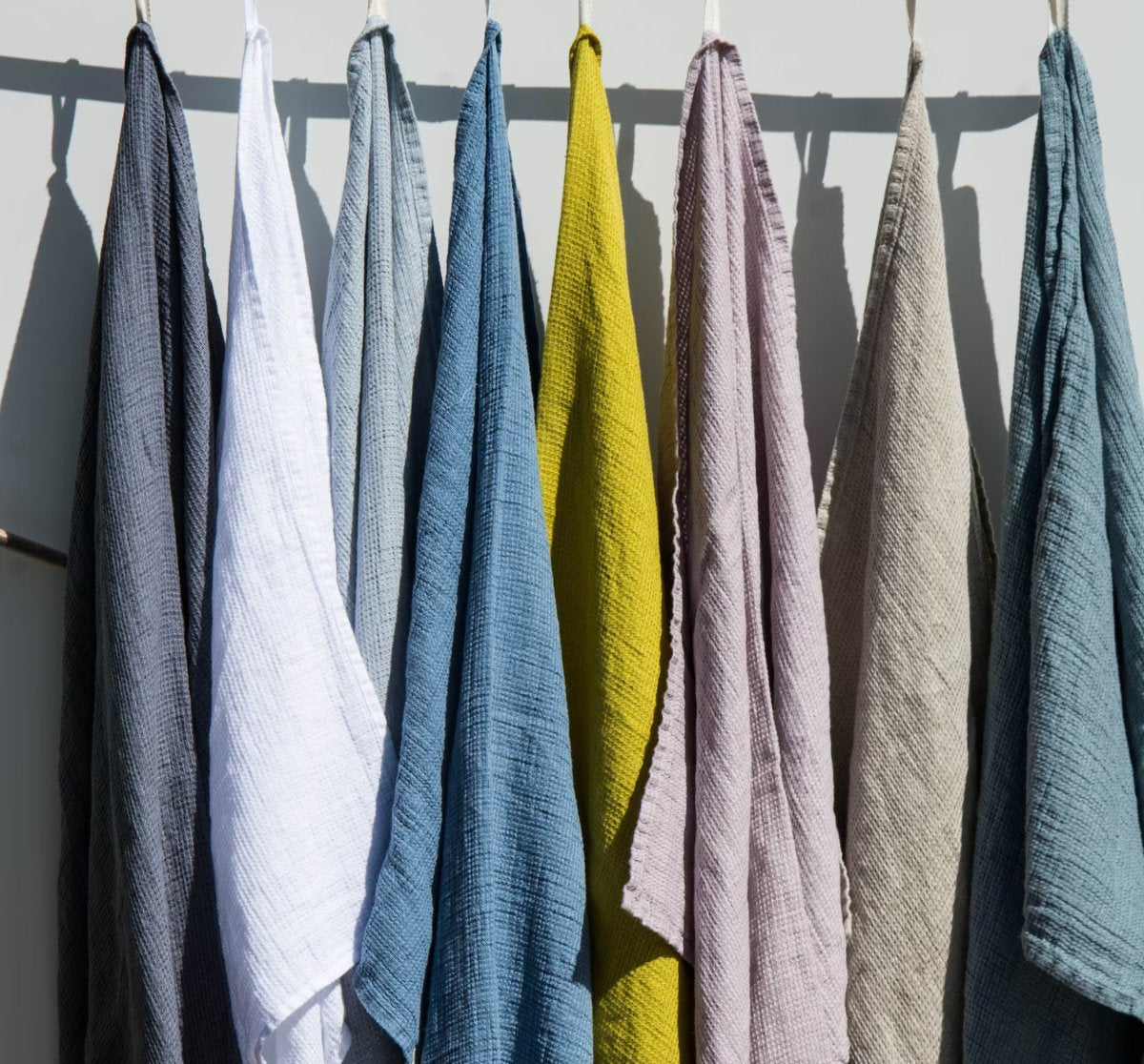 Linen Waffle Bath Towel Gift Sets in Aqua Green - notPERFECTLINEN EU